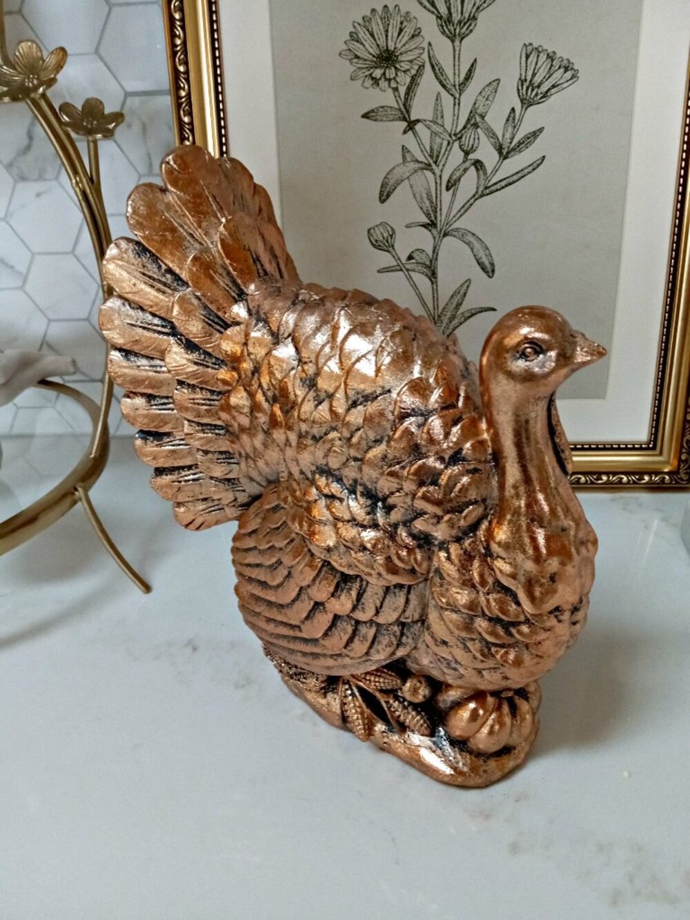 NEW! BOHO Farmhouse FAUX COPPER TURKEY DECOR